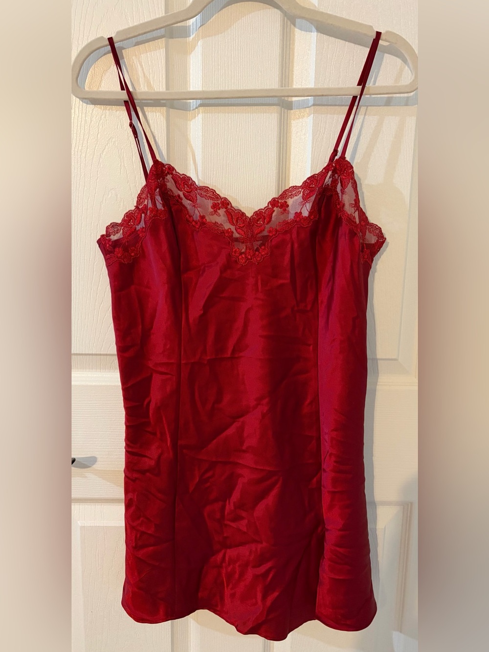 Vintage Victoria’s Secret Red Lace-Trim Slip Dress